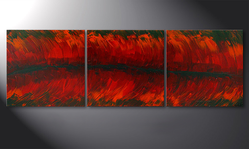 Hand-painted painting Riven Red 180x60x2cm