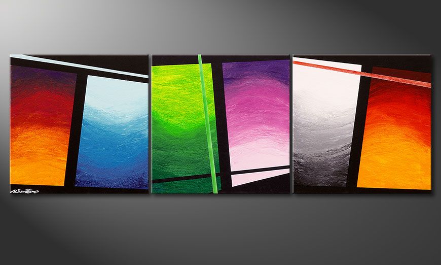 Hand painted picture Wave of Colors 150x50x2cm