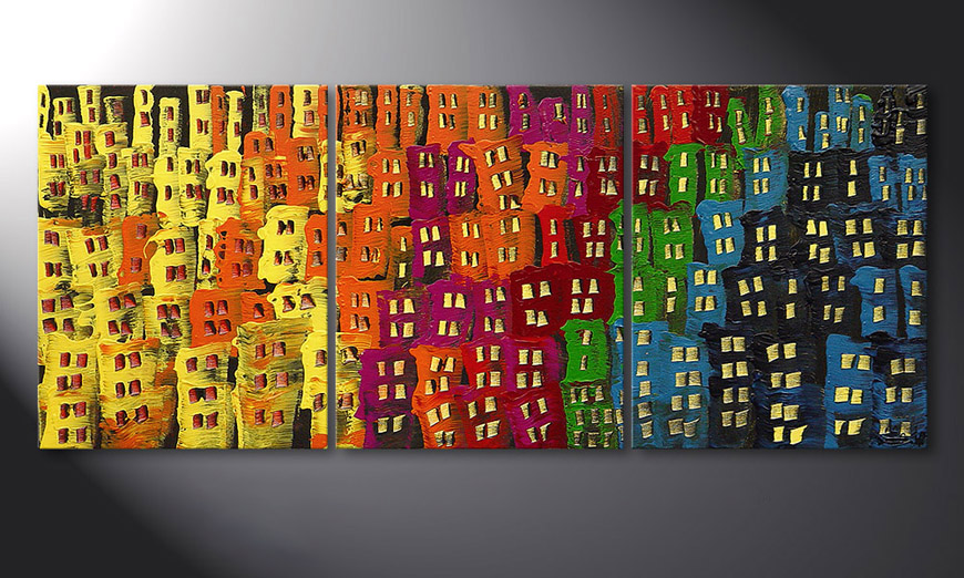 Living room art Afterglowing City in 120x50x2cm