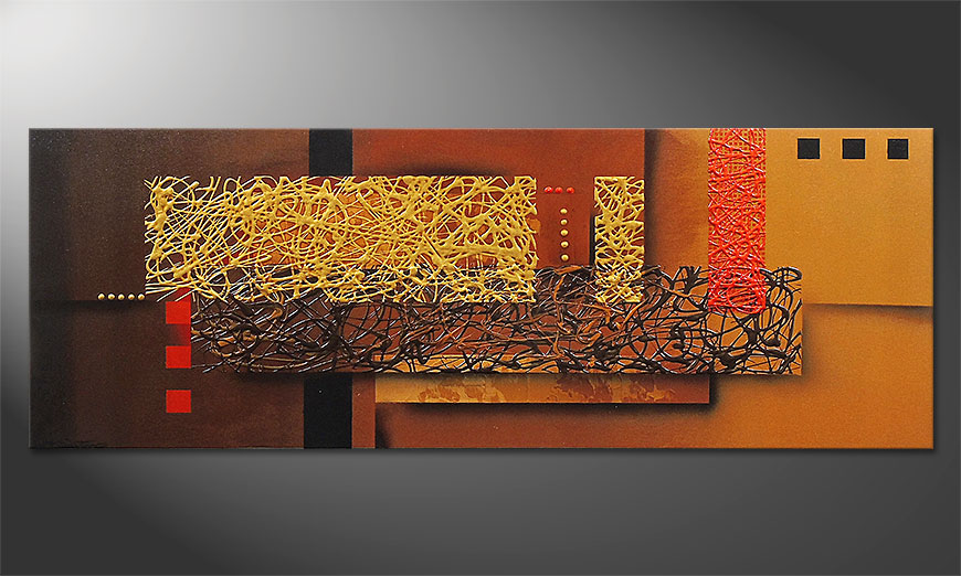 Hand-painted painting Liquid Gold in 150x55x2cm