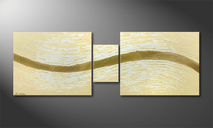 Modern Painting Golden Stream 140x50x2cm