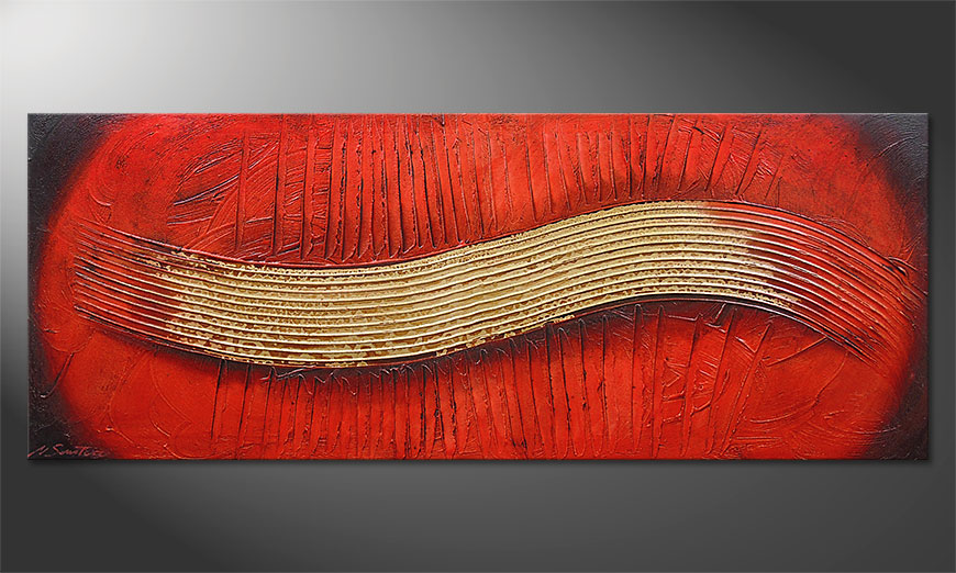 Hand painted painting Golden Wing 150x60