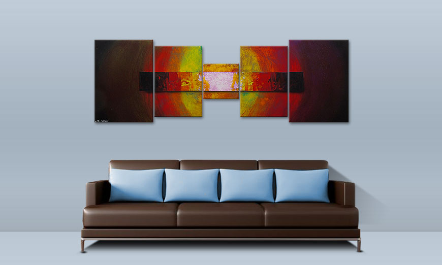 Hand painted painting Afterglowing Sky 210x70cm