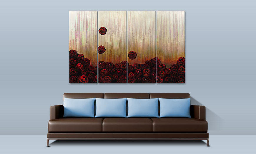 Hand painted paintingBed of Roses 160x100cm