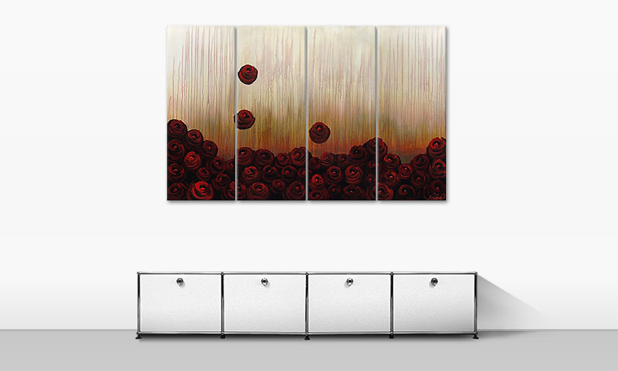 Hand painted paintingBed of Roses 160x100cm