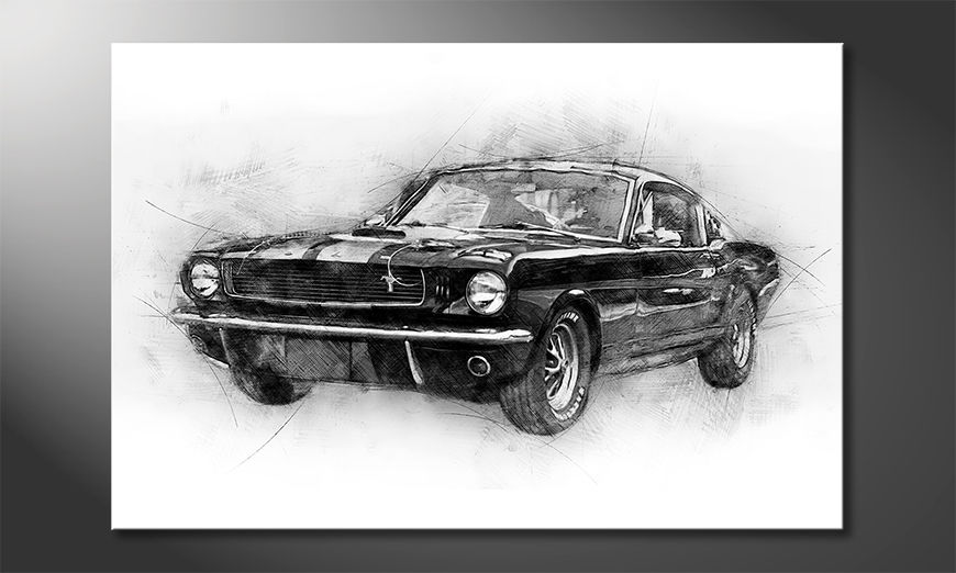 Canvas art print Black Mustang