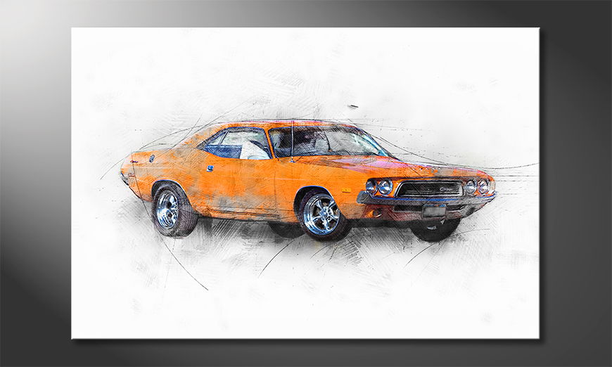 Modern-Canvas-print-Orange-Muscle-Car