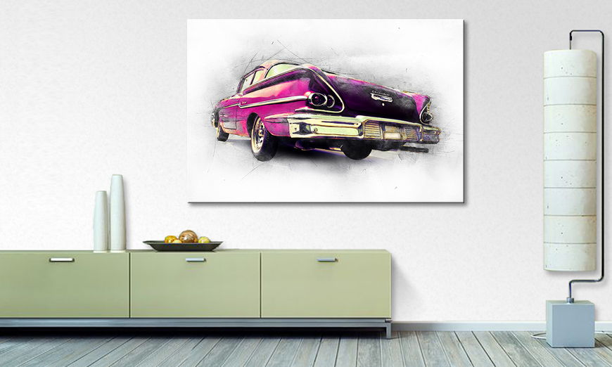 Modern Canvas print Pink Chevrolet