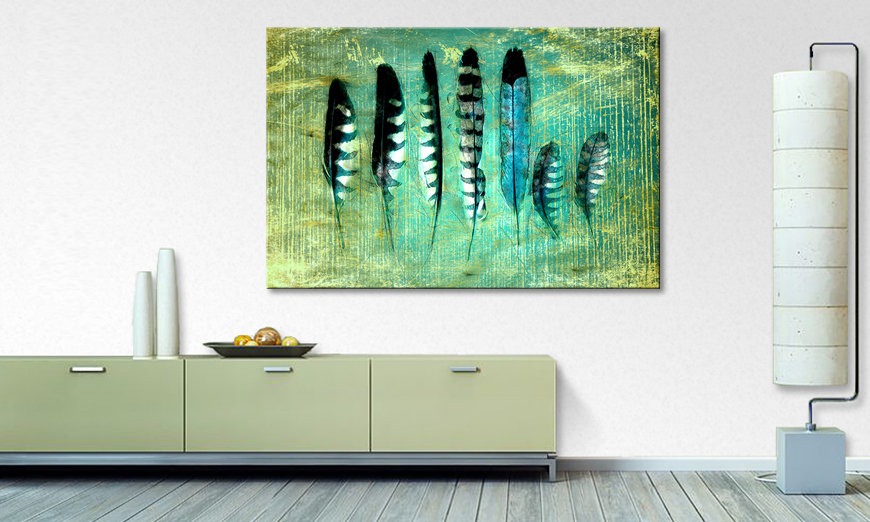 Modern art print Blue Feathers