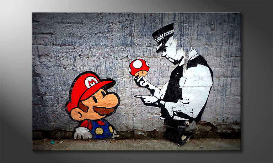 Modern art print Caught Mario