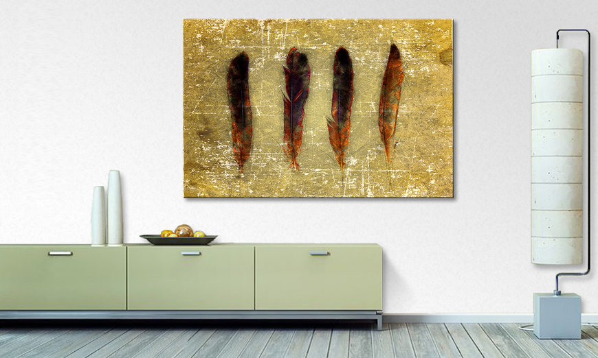 Modern wall decor Four Feathers