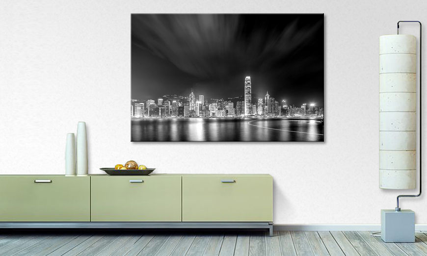 The exclusive art print Hong Kong At Night 120x80 cm