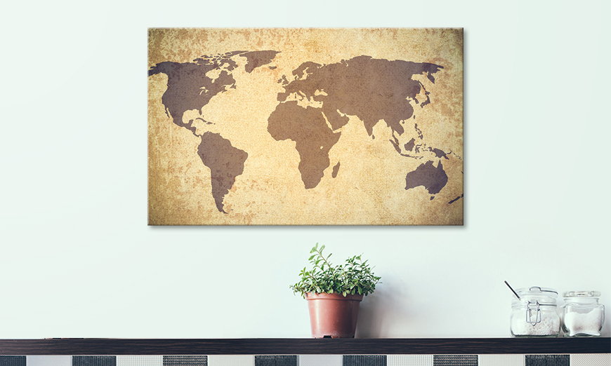 The exclusive art print Worldmap Grunge 80x50 cm