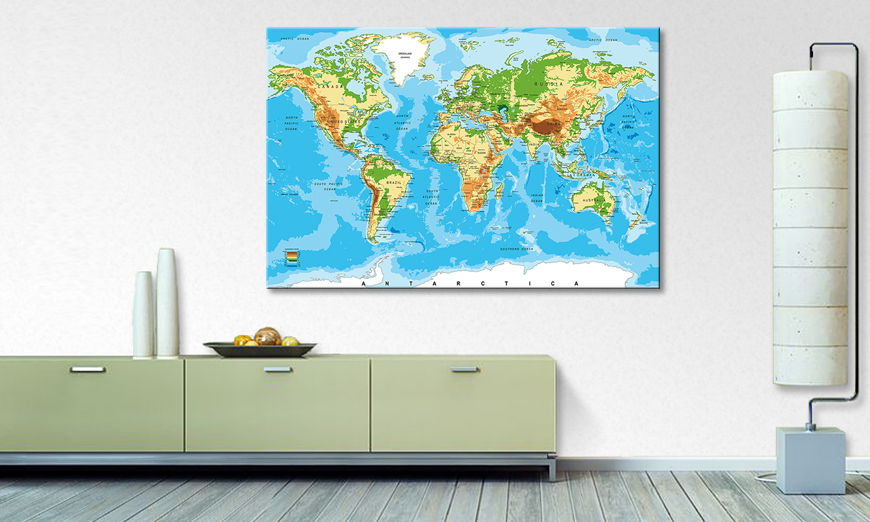 The modern art print Physical Worldmap