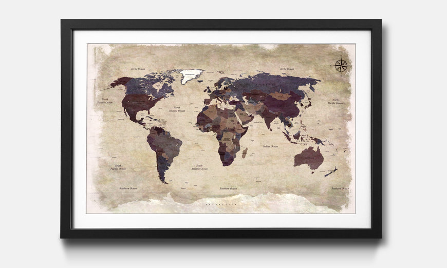 Framed art print Old Worldmap 3