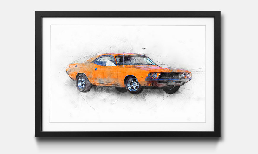 Framed art print Orange Muscle Car