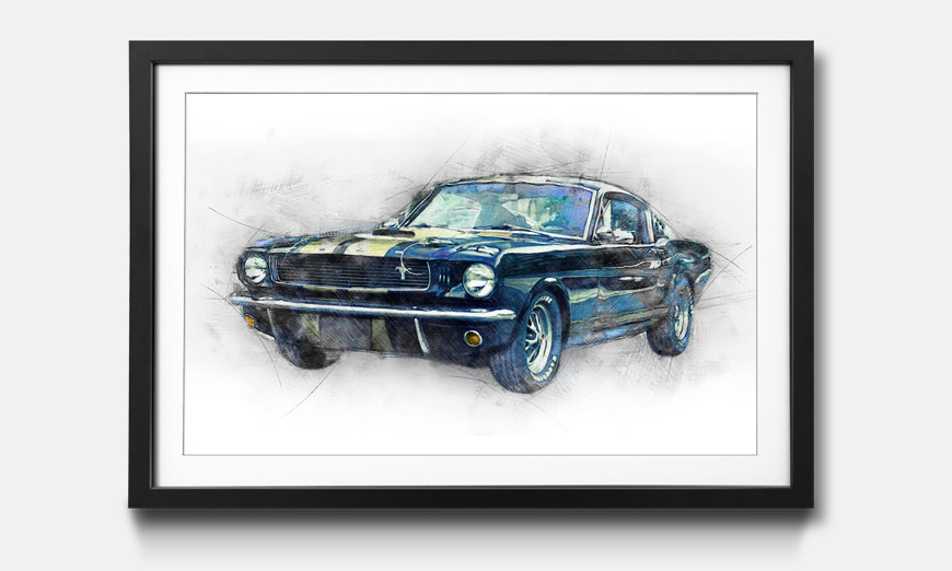 The framed art print Black Mustang