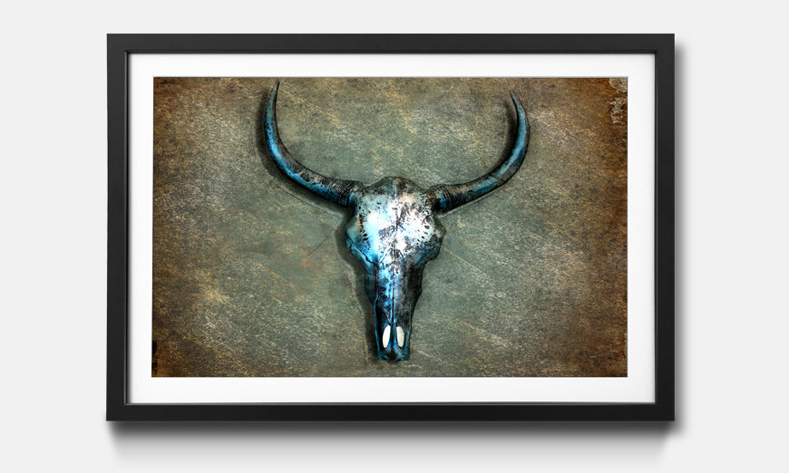 The framed art print Buffalo Skull