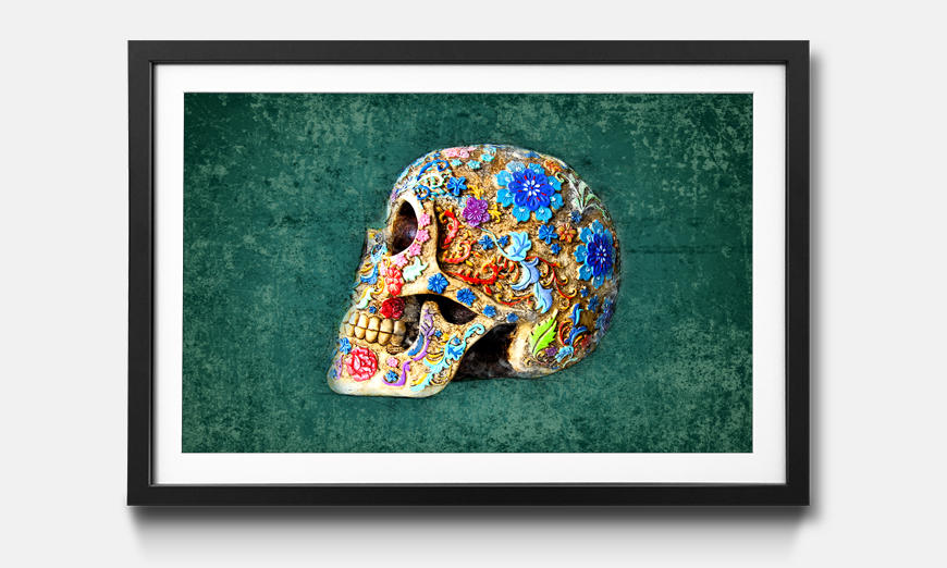 The framed art print Colorful Skull