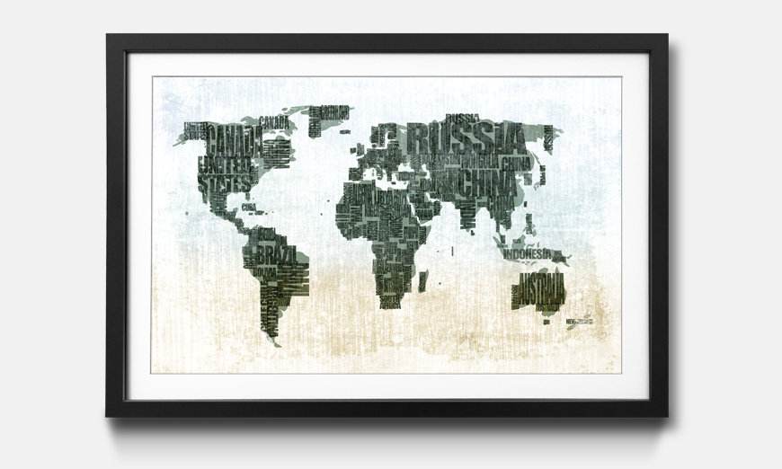 The framed art print Worldmap No 1