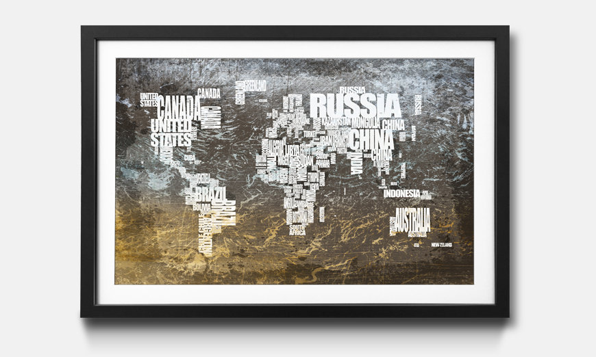 The framed picture Worldmap No 20