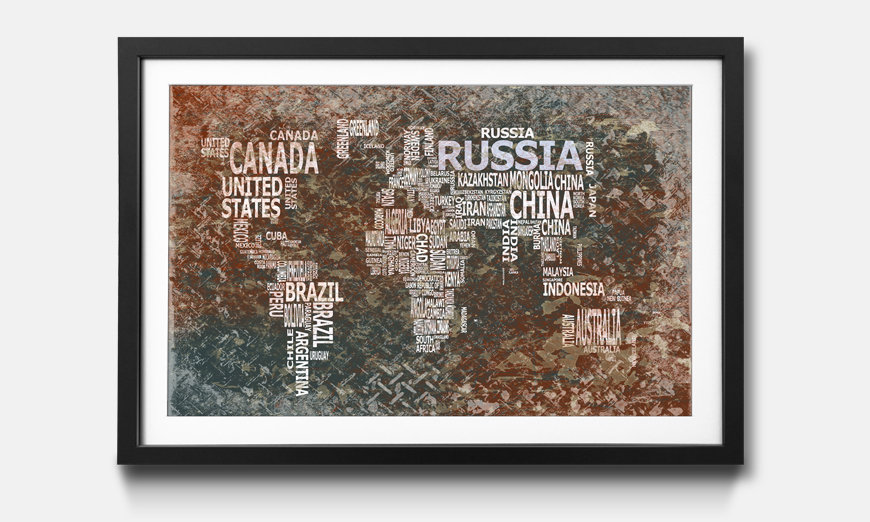 The framed picture Worldmap No 8