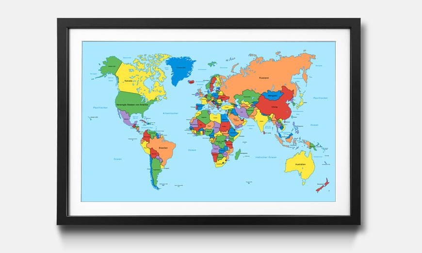 The framed print Worldmap Clean
