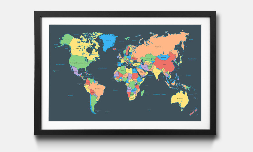The framed wall art Colorful Map
