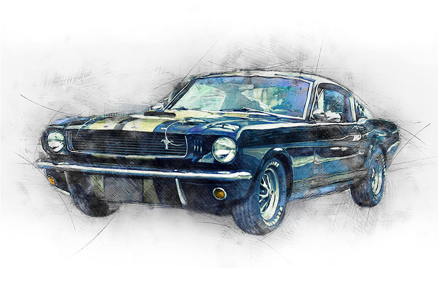 Photo wallpaper Black Mustang