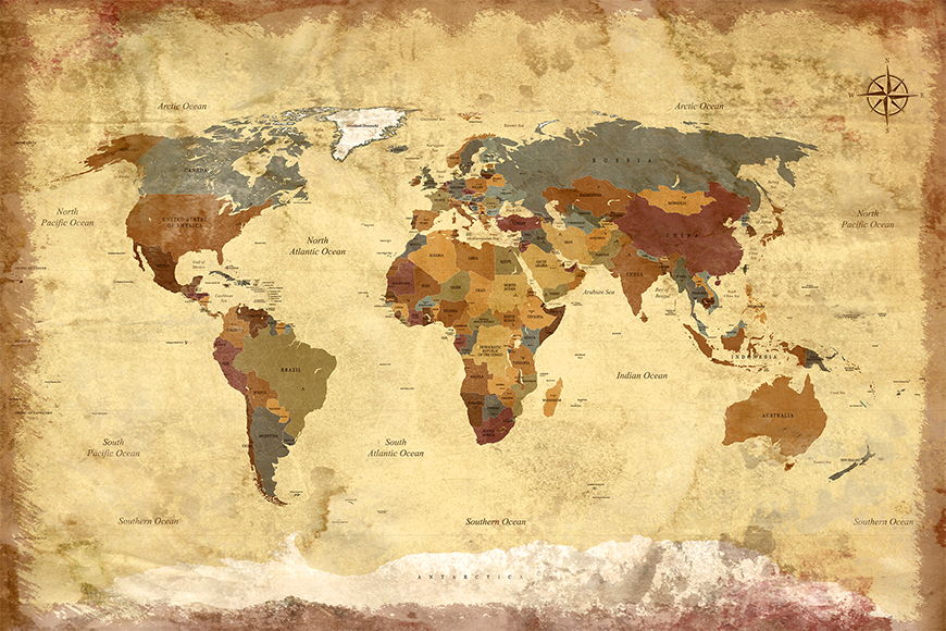Photo wallpaper Old Worldmap 4 from 120x80cm