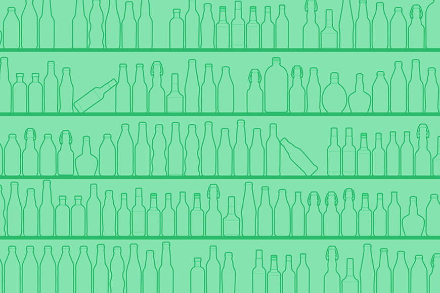 Wallpaper Green Bottles from 120x80cm