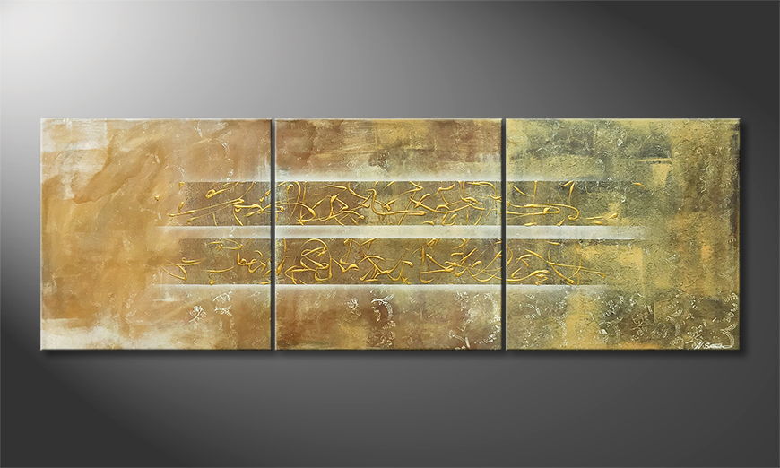Canvas painting Golden Easiness 210x70cm