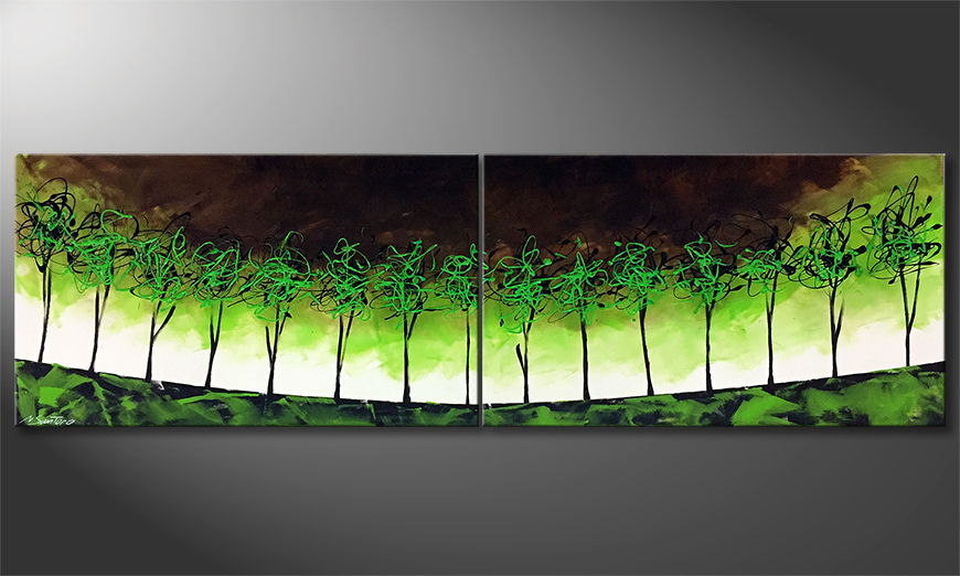 Canvas painting Green Hop 200x60cm