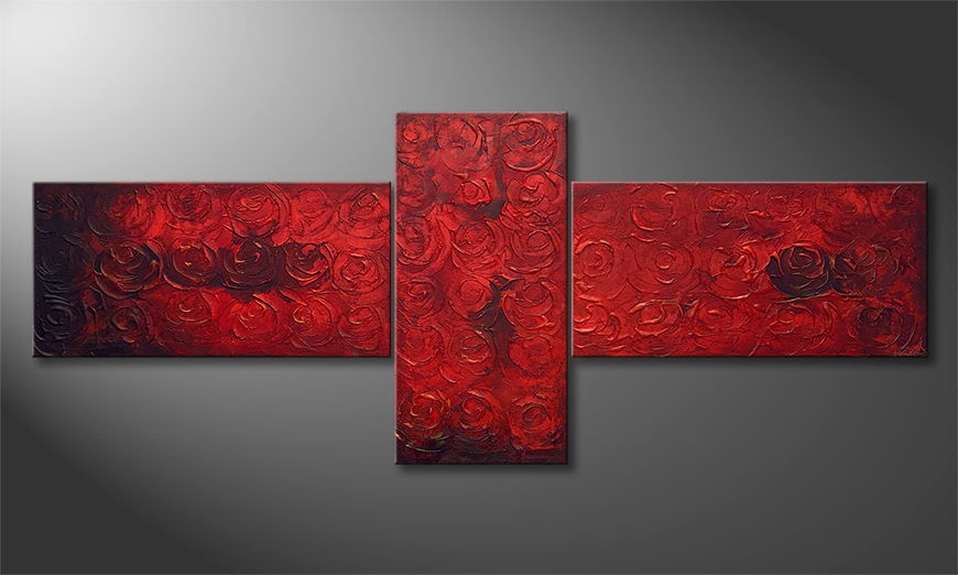 Canvas painting Midnight Roses 250x100cm