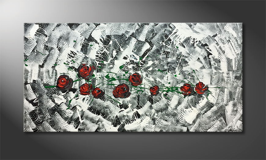 Canvas painting Rose Universe 140x70cm