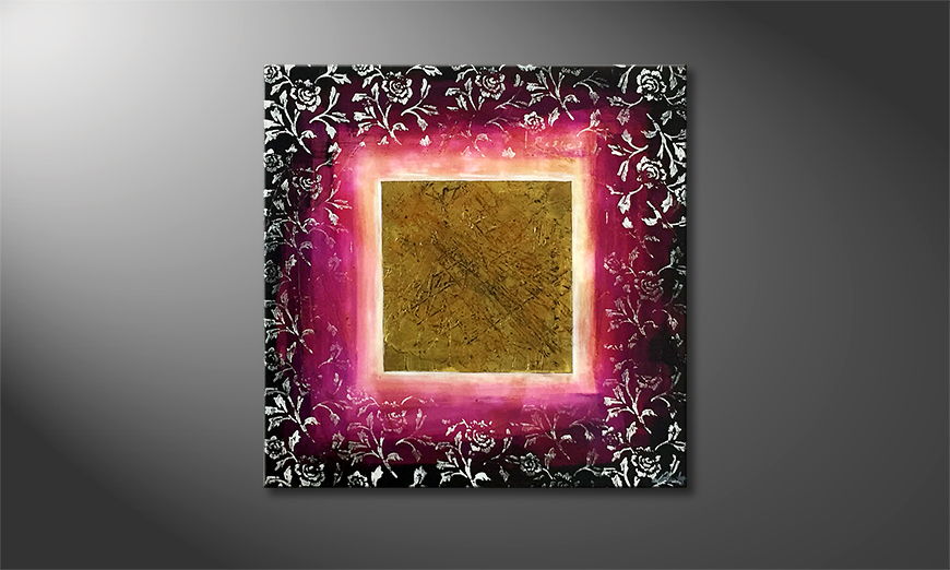 Canvas painting Rosy Gold 80x80cm