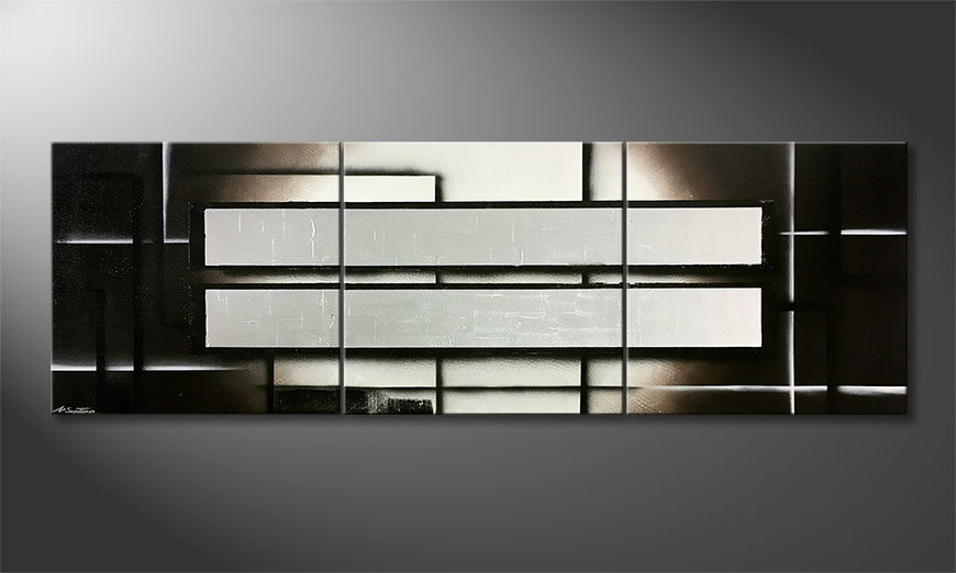 Canvas painting Silver Reflection 240x80cm