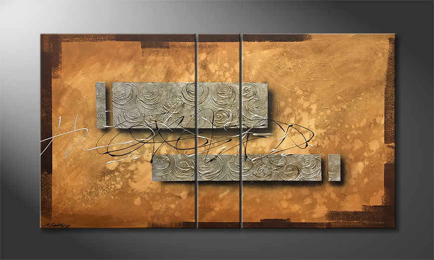 Canvas painting Silver Roses 160x90cm