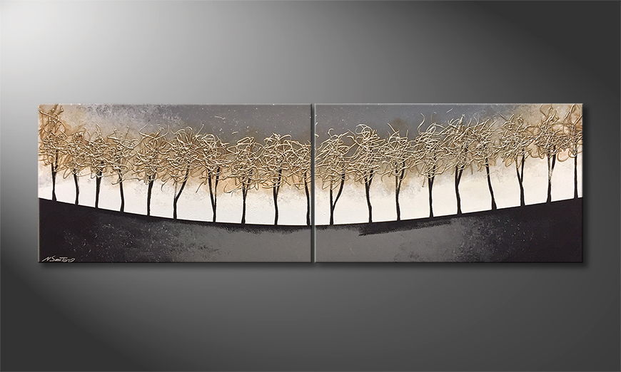 Canvas painting Silver Trees 200x60cm