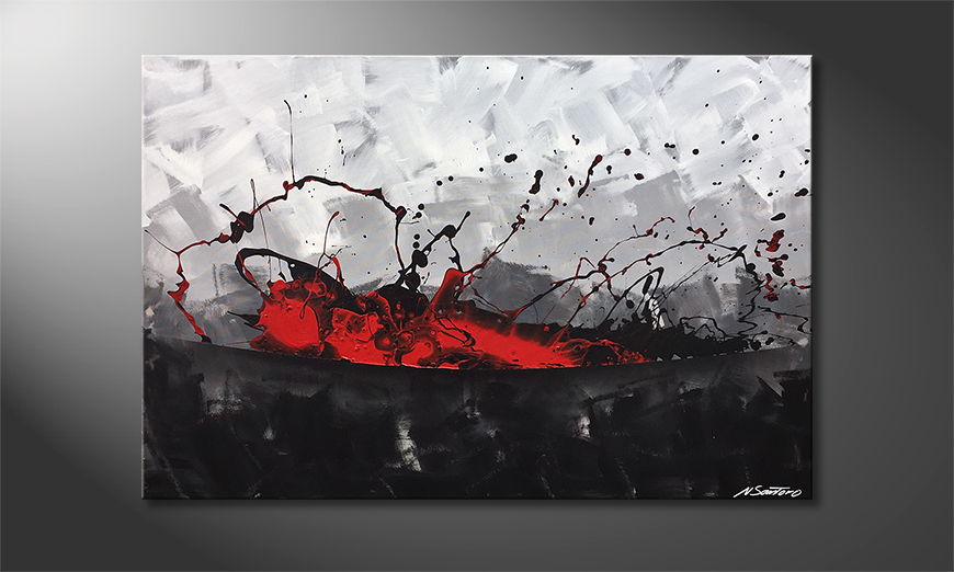 Hand painted painting Aboiled Red 120x80cm