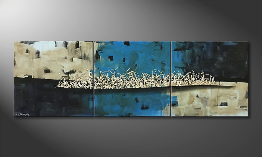 Hand painted painting Arctic Distortion 210x70cm