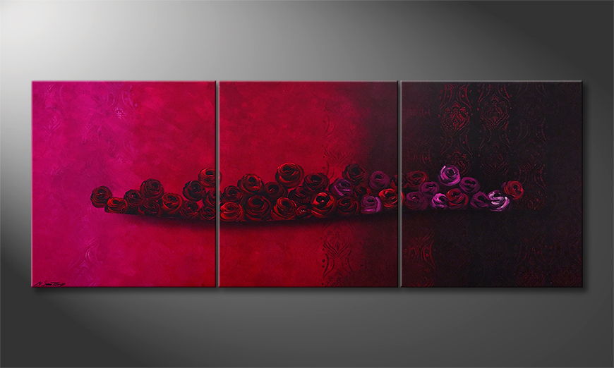 Hand painted painting Bed Of Roses 210x80cm