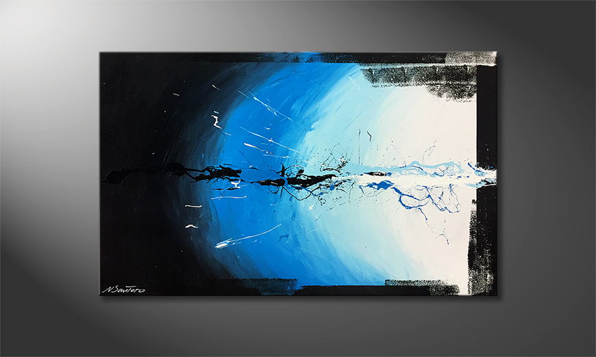 Hand painted painting Blue Chaos 120x75cm