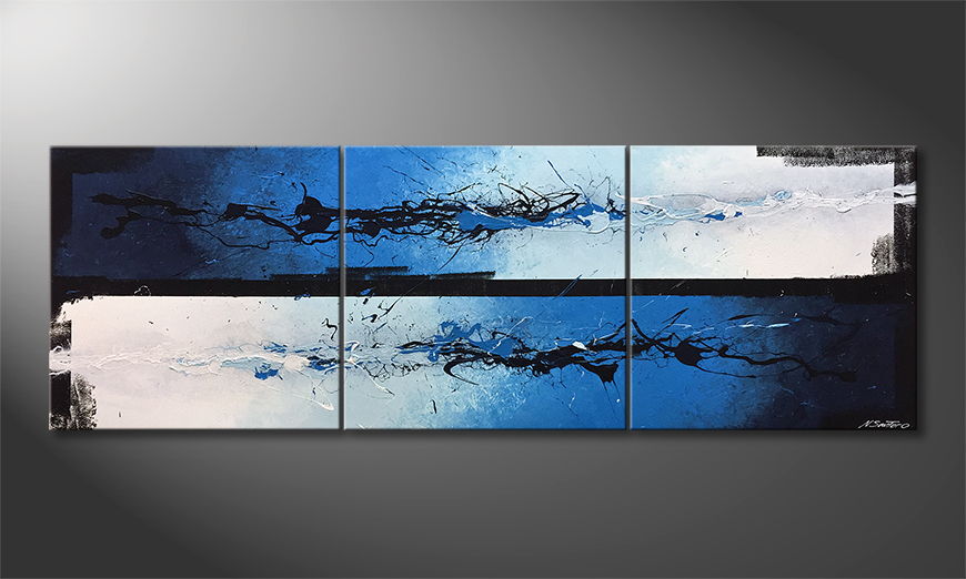 Hand painted painting Blue Shift 210x70cm