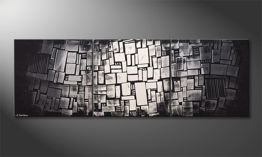 Hand painted painting Dissappear Of Contrast 210x70cm