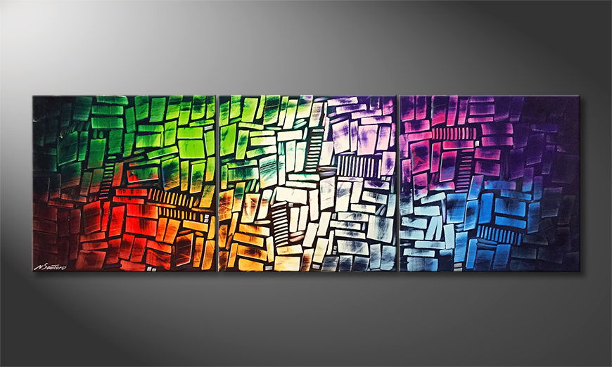 Hand painted painting Diversity 210x70cm