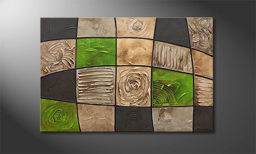 Hand painted painting Earth Pieces 120x80cm