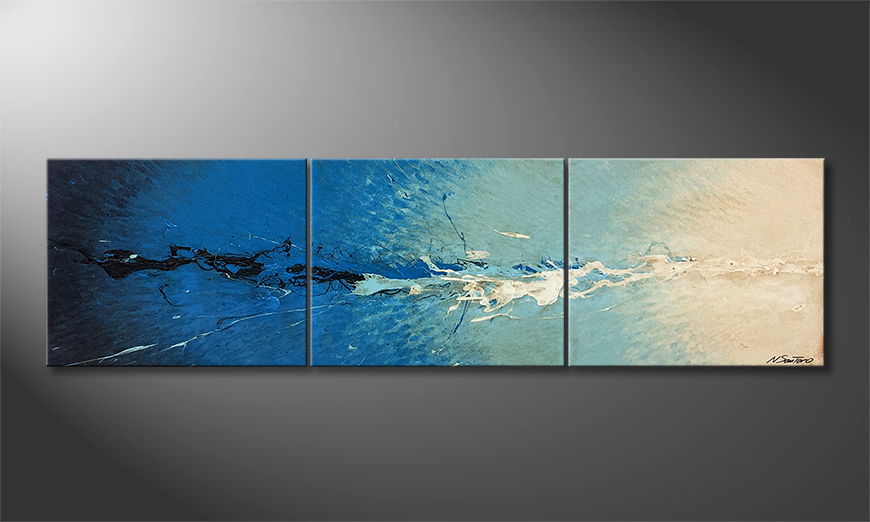 Hand painted painting Feeling Blue 180x50cm