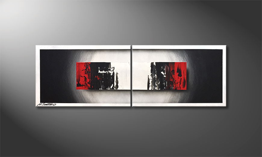 Hand painted painting Glowing Black 120x40cm