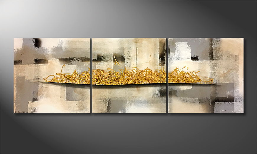 Hand painted painting Golden Dream 210x70cm